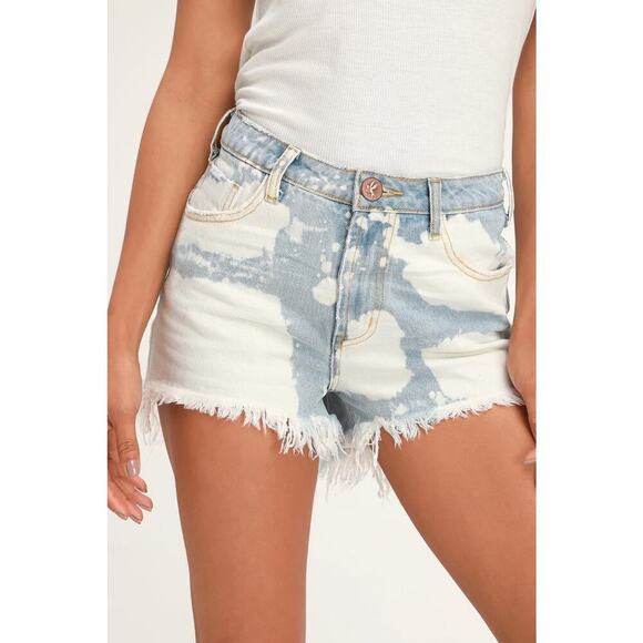 One Teaspoon Pants - One Teaspoon Womens Bonita Cutoff Shorts Size 25 Bleached Light Wash High Waist